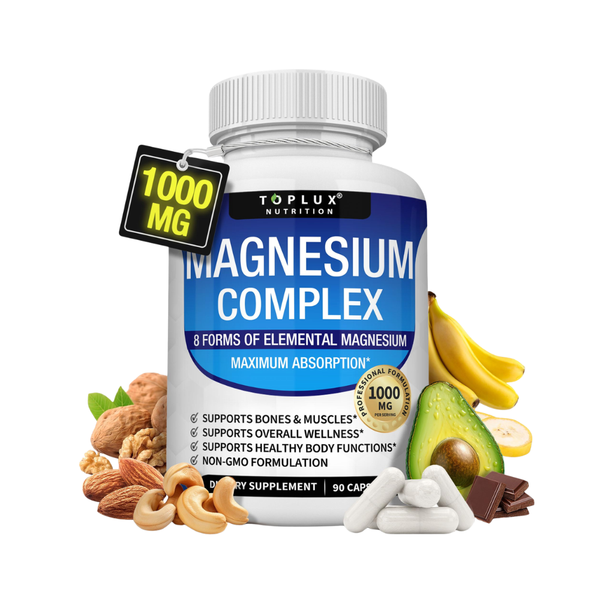 Magnesium Complex Supplement – 8 Elemental Forms 1000mg | 90 Vegan Capsules