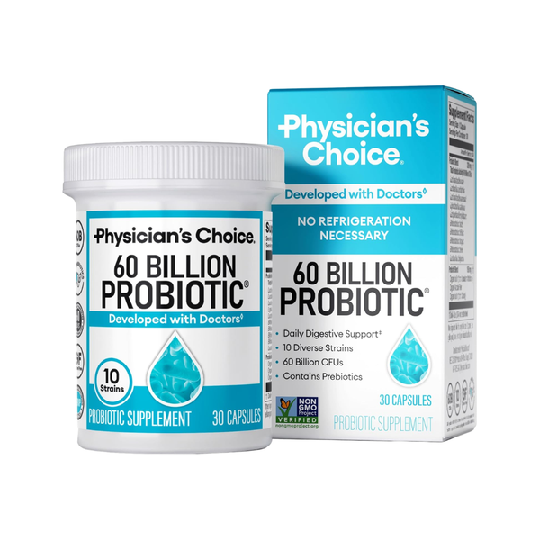 Physician’s CHOICE Probiotics 60 Billion CFU – 10 Strains + Organic Prebiotics (30 Capsules)