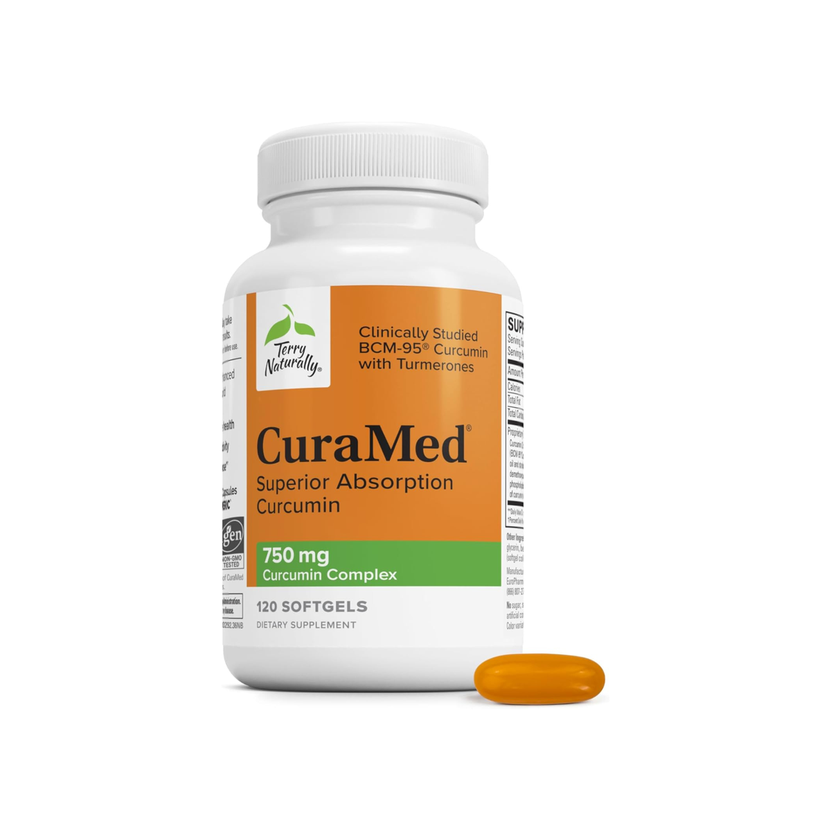 Terry Naturally CuraMed 750 mg Turmeric Curcumin Supplement – 120 Softgels