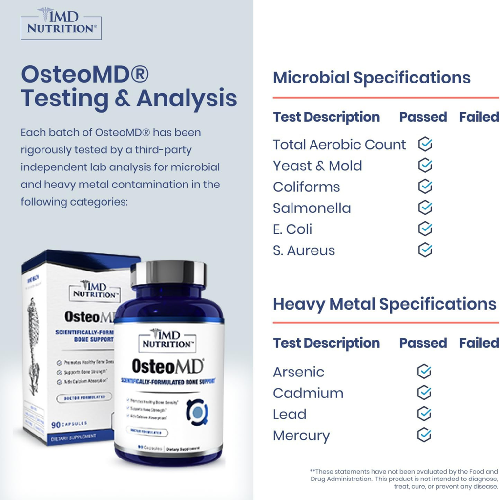 1MD Nutrition OsteoMD Comprehensive Bone Support Supplement – 90 Capsules