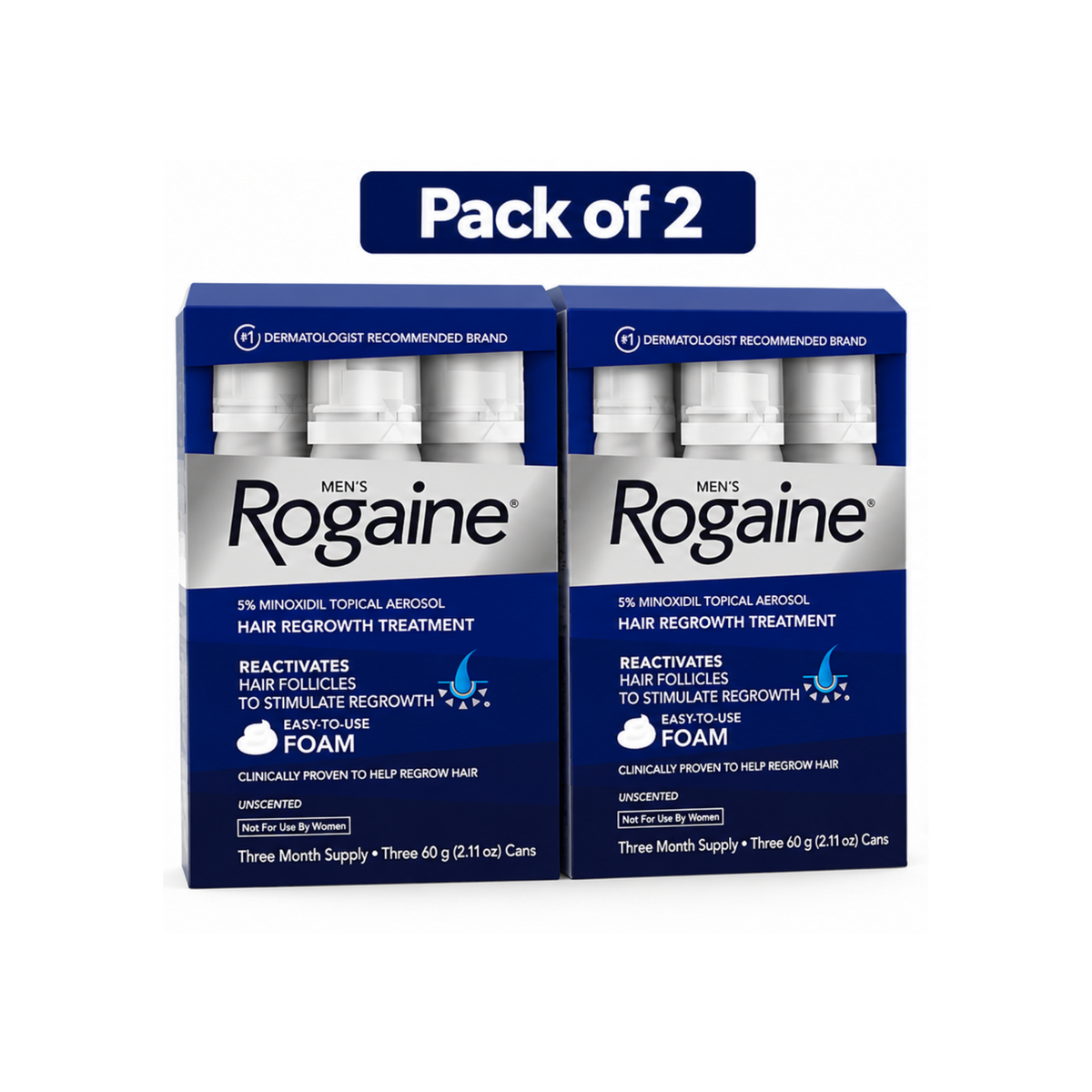 Men's Rogaine 5% Minoxidil Foam for Hair Loss and Hair Regrowth (3-Month Supply)