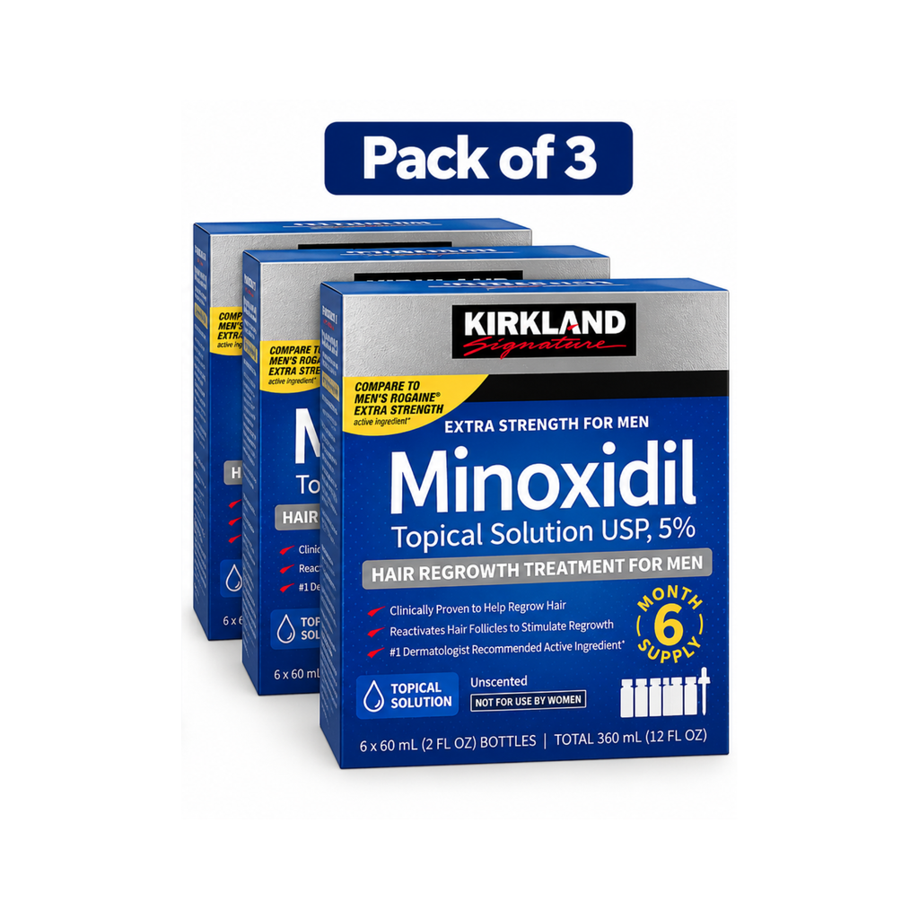 Kirkland Signature Minoxidil 5% Extra Strength Hair Regrowth Treatment for Men – 6-Month Supply