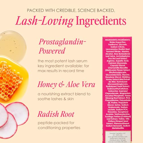 Grande Cosmetics GrandeLASH-MD Lash Enhancing Serum - Peptide & Vitamin Infused Formula for Longer, Thicker, Fuller Looking Lashes - Ophthalmologist Tested, Cruelty-Free, 6 Month Supply (4mL)
