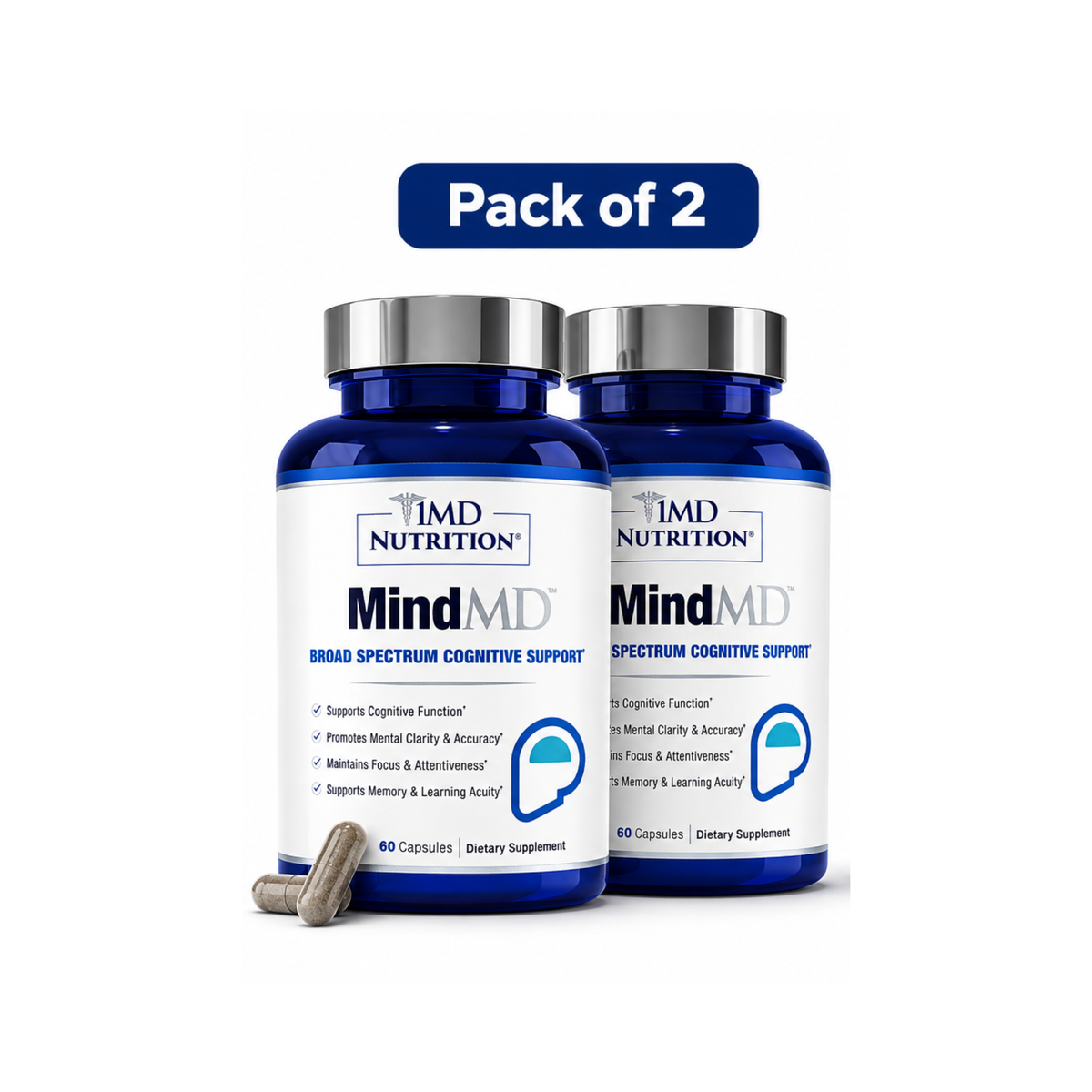 1MD Nutrition MindMD Brain Health, Memory & Focus Support – 60 Capsules