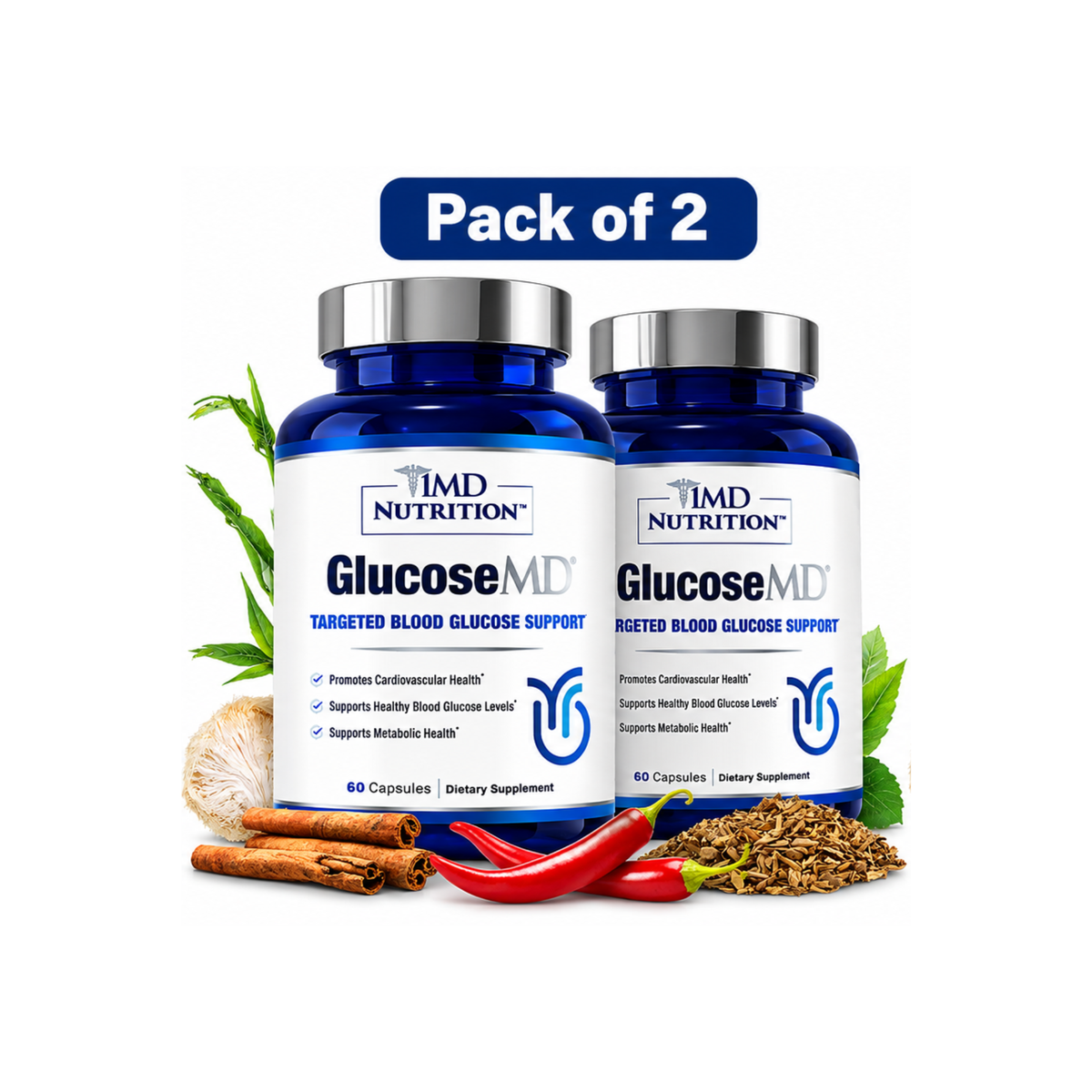 1MD Nutrition GlucoseMD Blood Sugar & Metabolic Support – 60 Capsules