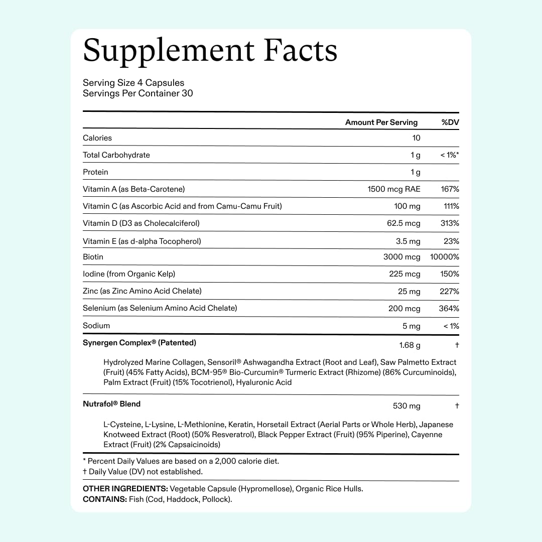 Nutrafol Women’s Hair Growth Supplements – Ages 18-44, 1 Month Supply