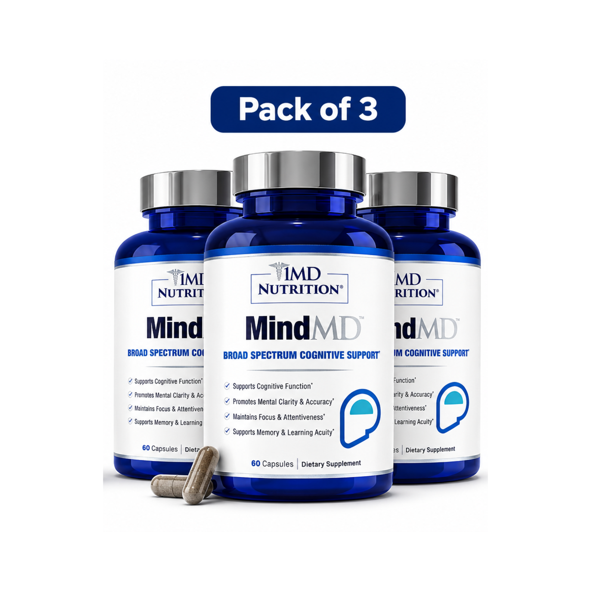 1MD Nutrition MindMD Brain Health, Memory & Focus Support – 60 Capsules