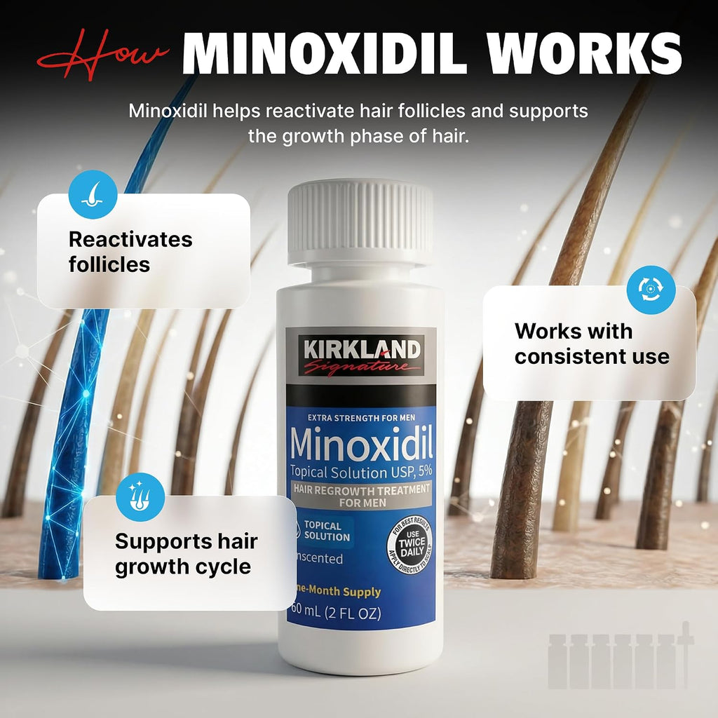 Kirkland Signature Minoxidil 5% Extra Strength Hair Regrowth Treatment for Men – 6-Month Supply
