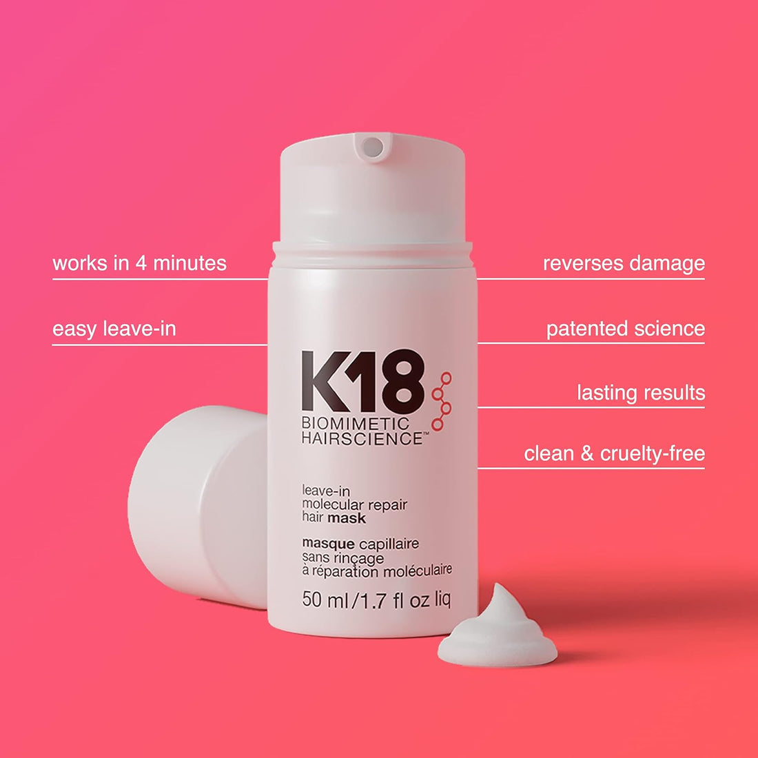 K18 Leave-In Molecular Hair Mask – Repair Dry or Damaged Hair