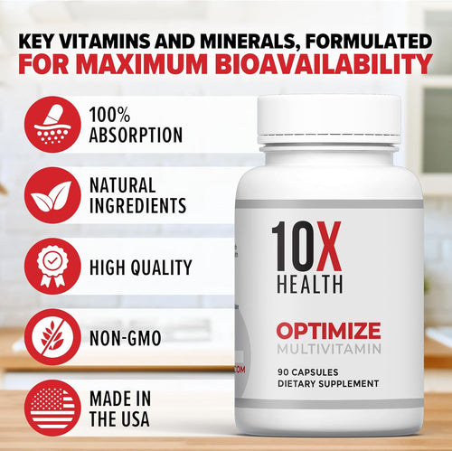 10X Health Optimize Methylated Multivitamin for Men – 90 Capsules