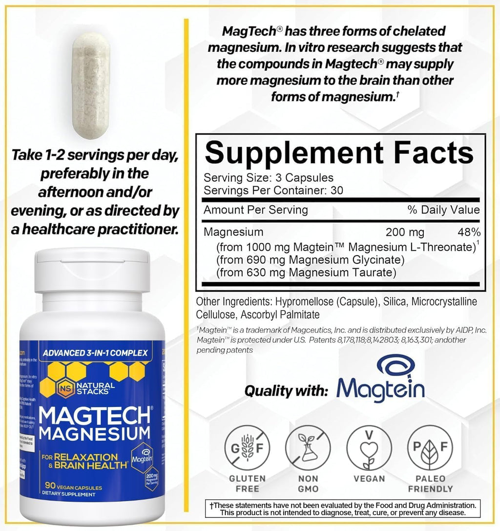 MagTech Magnesium Complex for Women & Men – 90 Capsules