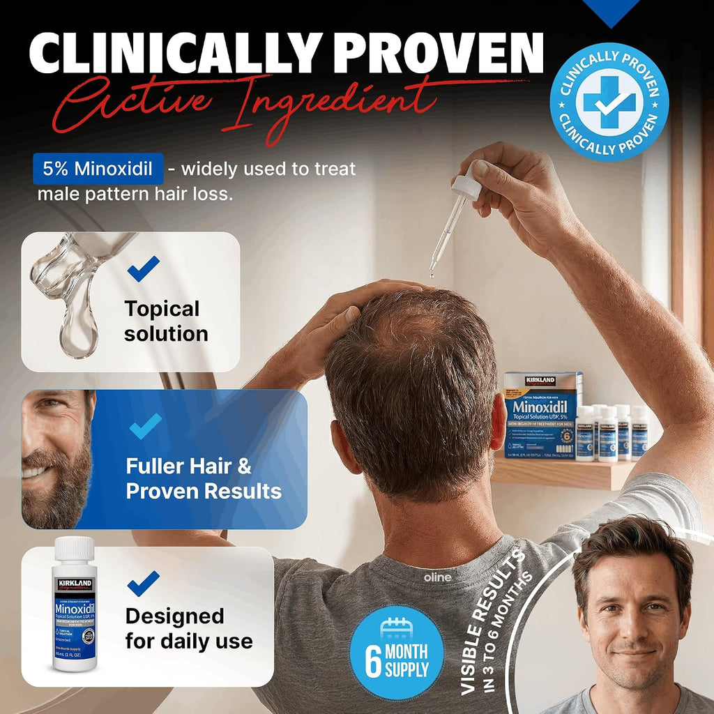 Kirkland Signature Minoxidil 5% Extra Strength Hair Regrowth Treatment for Men – 6-Month Supply