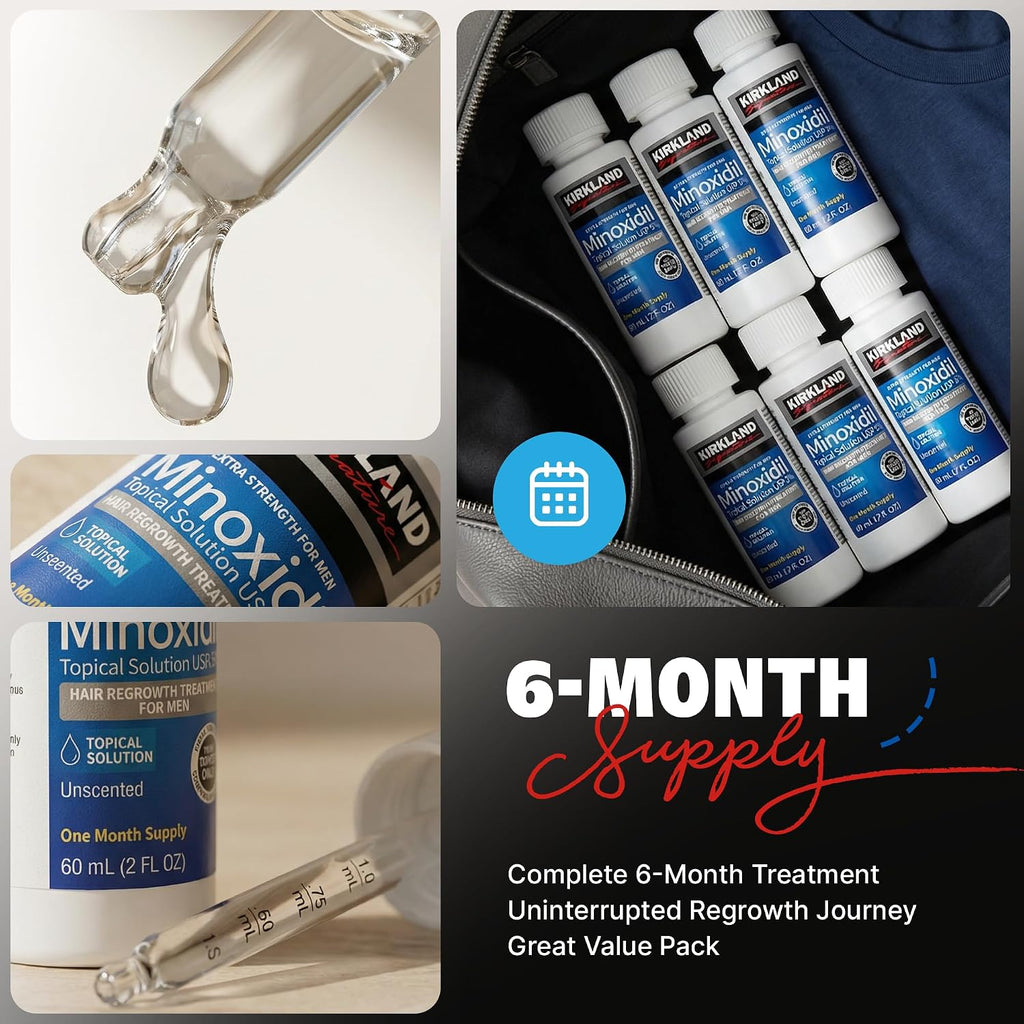 Kirkland Signature Minoxidil 5% Extra Strength Hair Regrowth Treatment for Men – 6-Month Supply