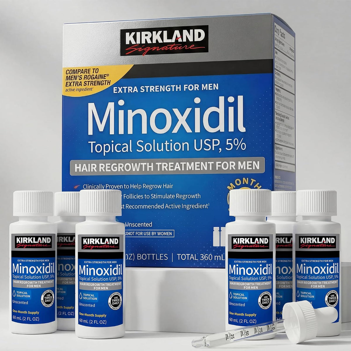 Kirkland Signature Minoxidil 5% Extra Strength Hair Regrowth Treatment for Men – 6-Month Supply