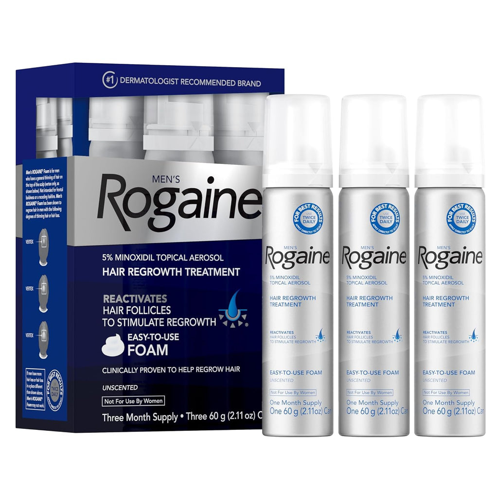 Men's Rogaine 5% Minoxidil Foam for Hair Loss and Hair Regrowth (3-Month Supply)